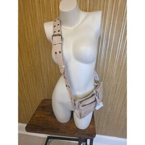 NWT Free People Wade Leather Sling Mineral Ivory Crossbody Bag Adjustable Strap